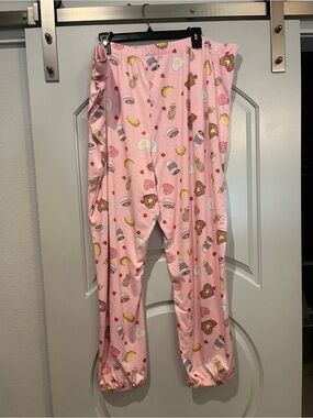Bubblegum Pink sweet Breakfast Print Pajama Pants. Plus size!